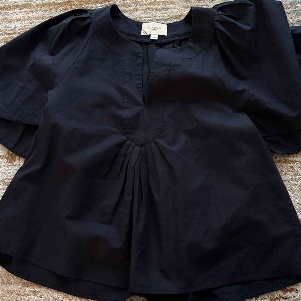 Pomander Place Navy Finley Flutter Sleeve Top